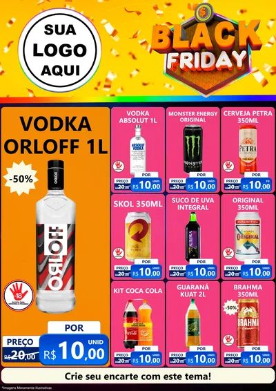 Modelo de Encarte para Encarte A4 Vertical com o tema Black Friday para Distribuidora de bebidas