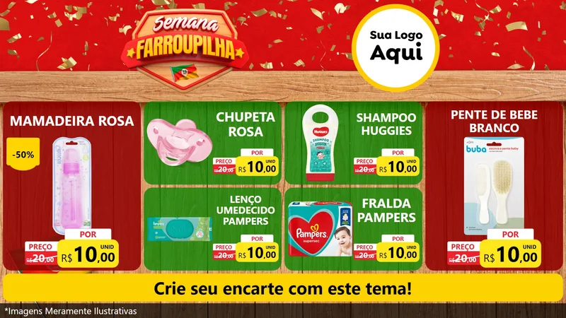 Modelo de TV para TV Horizontal com o tema Semana Farroupilha para Bebês