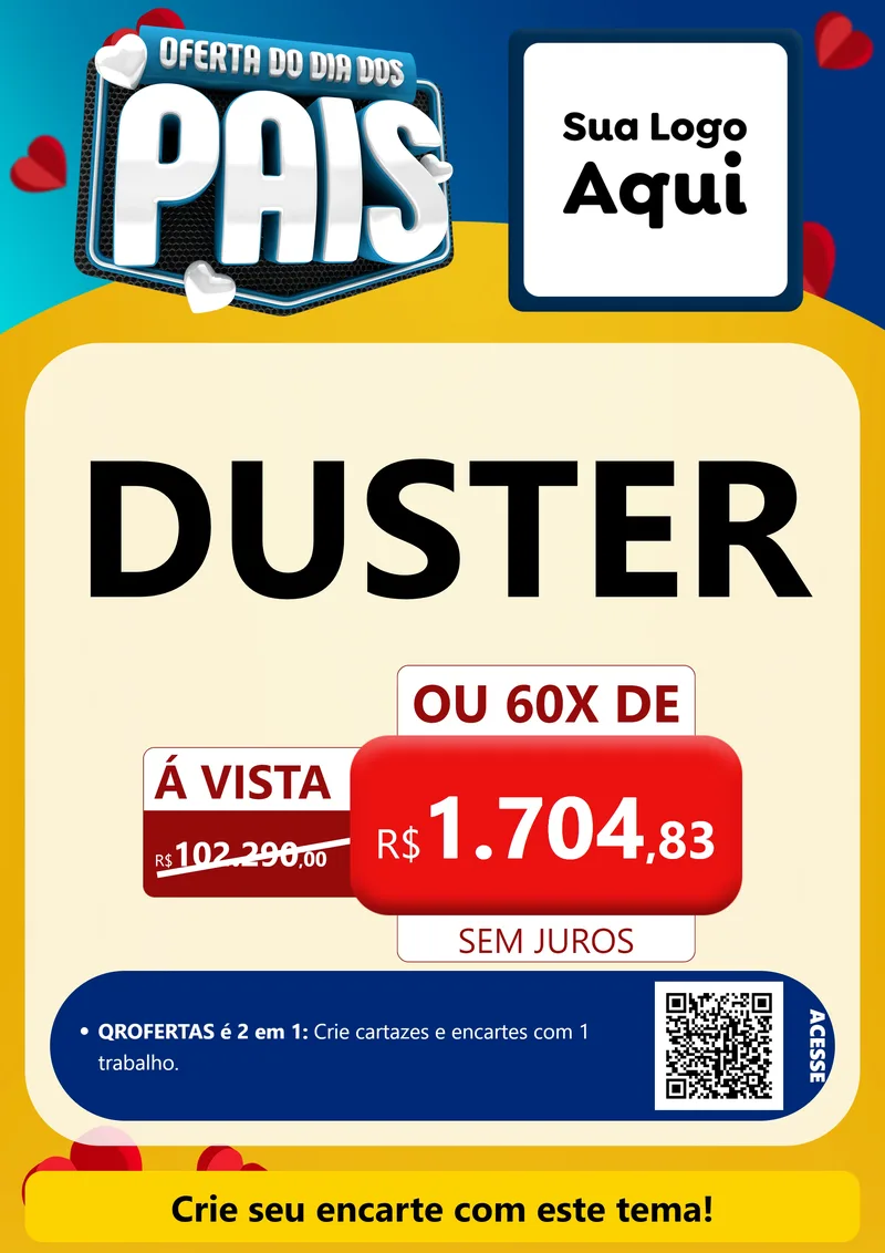 Modelo de Cartaz para Cartaz A4 Vertical com o tema Oferta Do Dia Dos Pais para Concessionaria de Carros