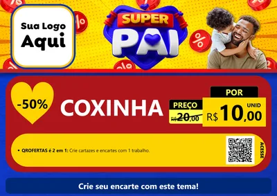 Modelo de Cartaz para Cartaz A4 Horizontal com o tema Super Pai para Salgadaria