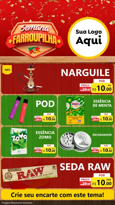 Modelo de TV para TV Vertical com o tema Semana Farroupilha para Tabacaria