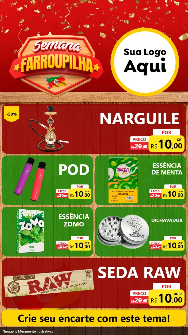 Modelo de TV para TV Vertical com o tema Semana Farroupilha para Tabacaria