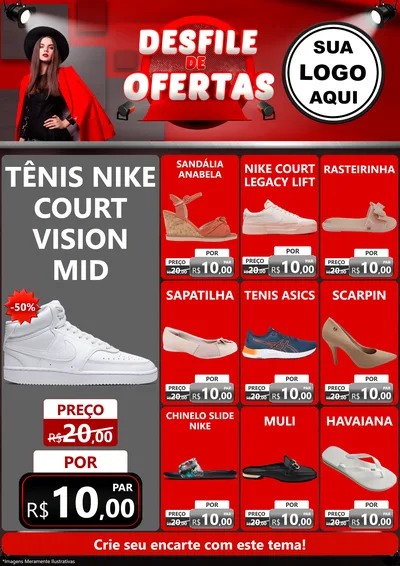 Modelo de Encarte para Encarte A4 Vertical com o tema Desfile de Ofertas para Calçados