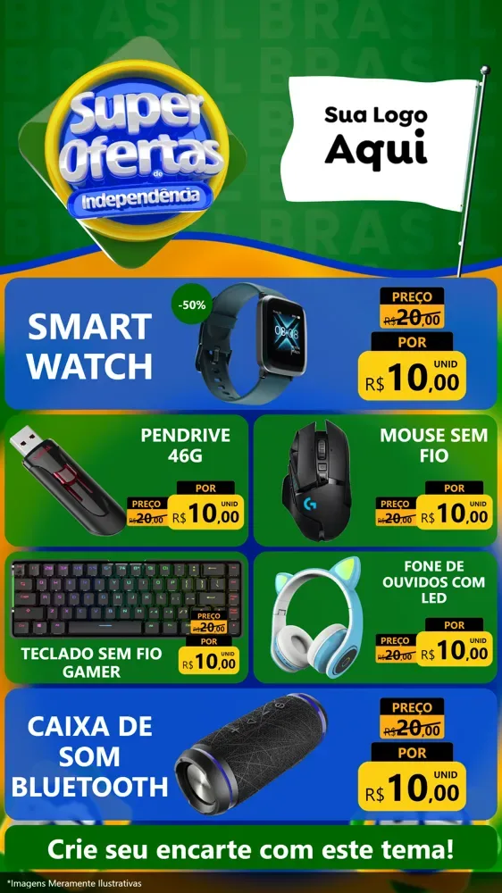Modelo de TV para TV Vertical com o tema Super Ofertas de Independência para Informática