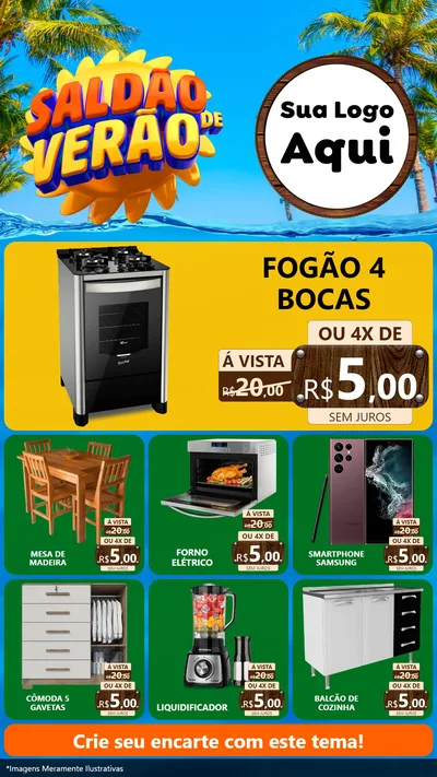 Modelo de Rede Social para Stories com o tema Saldão de Verão para Móveis e Eletro
