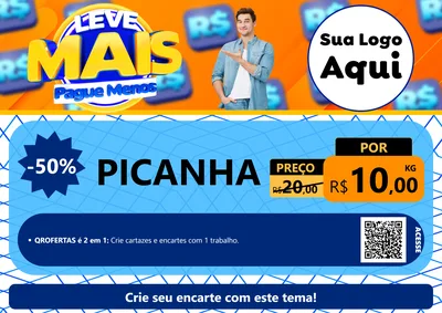 Modelo de Cartaz para Cartaz A4 Horizontal com o tema Leve Mais, Pague Menos para Açougue
