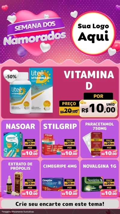 Modelo de Rede Social para Stories com o tema Semana dos Namorados para Farmácia