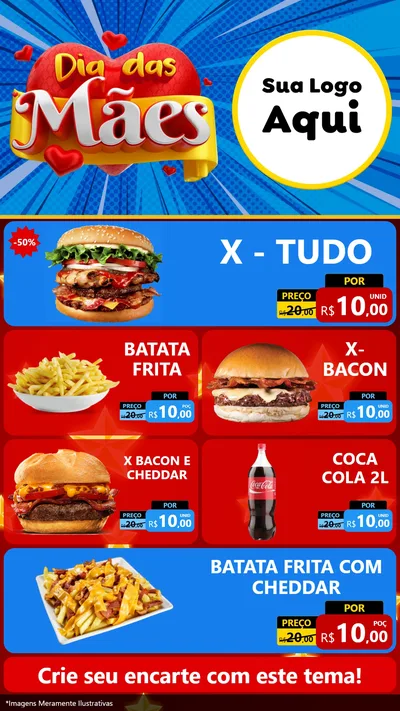 Modelo de TV para TV Vertical com o tema Dia das Mães para Hamburgueria