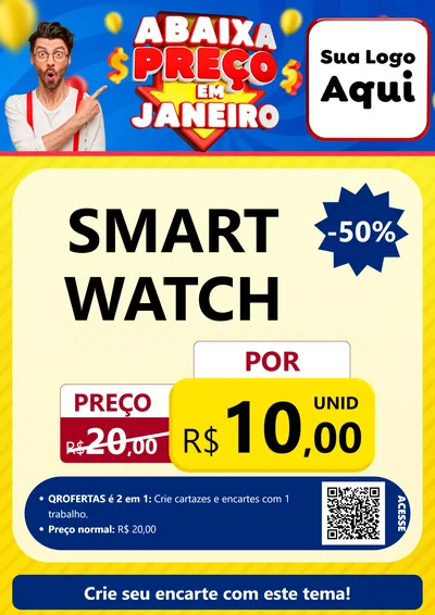 Modelo de Cartaz para Cartaz A4 Vertical com o tema Abaixa Preço em Janeiro para Informática
