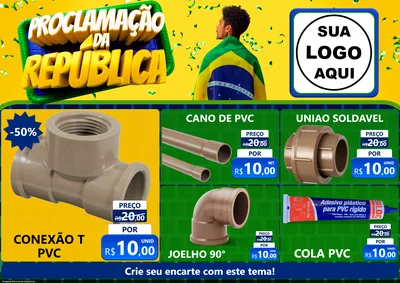 Modelo de Encarte para Encarte A4 Horizontal com o tema Proclamação da República para Tubos e conexões