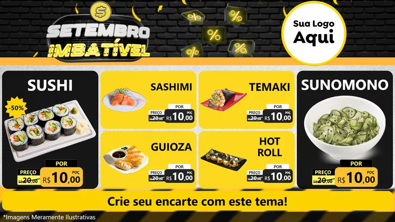 Modelo de TV para TV Horizontal com o tema Setembro Imbatível para Comida japonesa