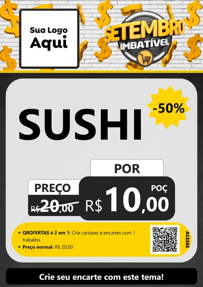 Modelo de Cartaz para Cartaz A4 Vertical com o tema Setembro Imbatível para Comida japonesa
