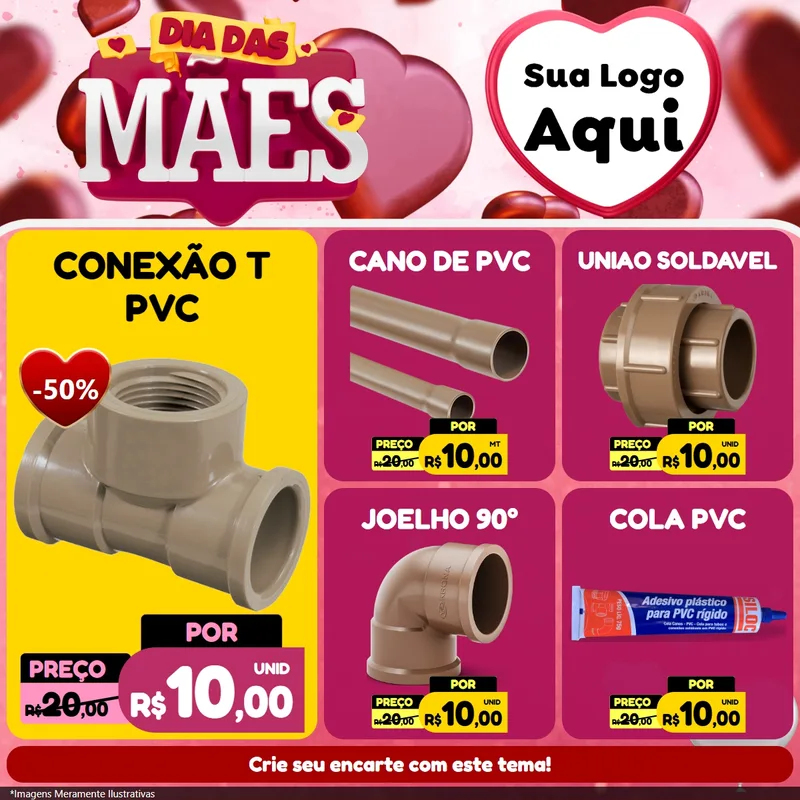 Modelo de Rede Social para Feed Facebook com o tema Dia Das Mães para Tubos e conexões
