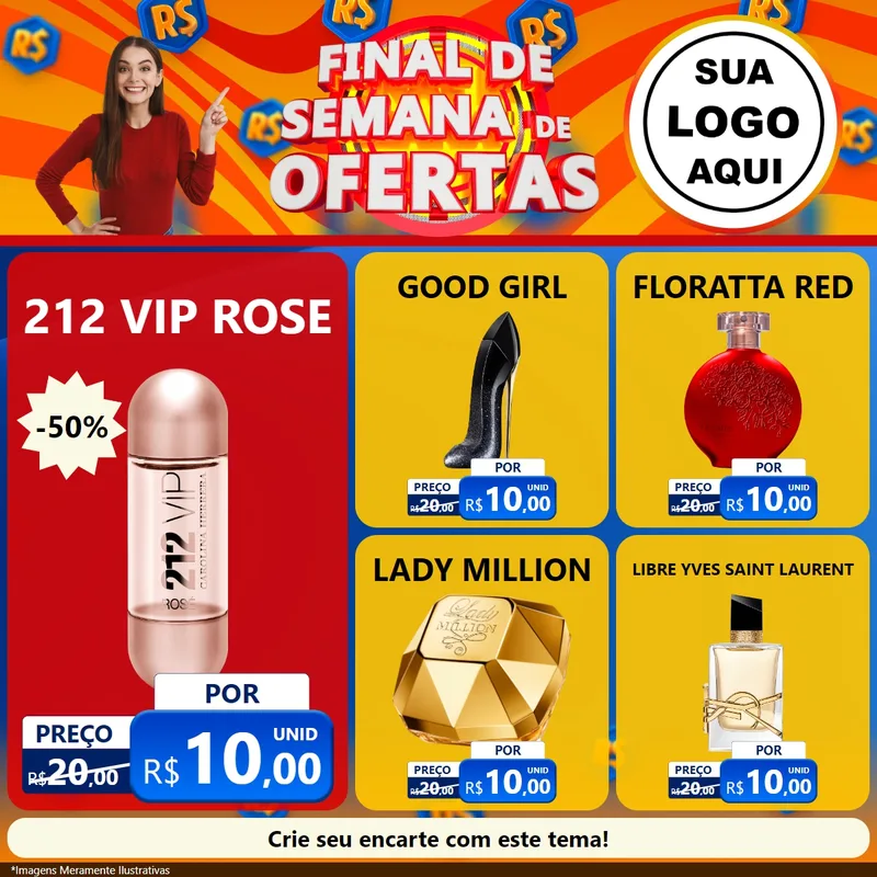 Modelo de Rede Social para Feed Facebook com o tema Final de Semana de Ofertas para Perfumes