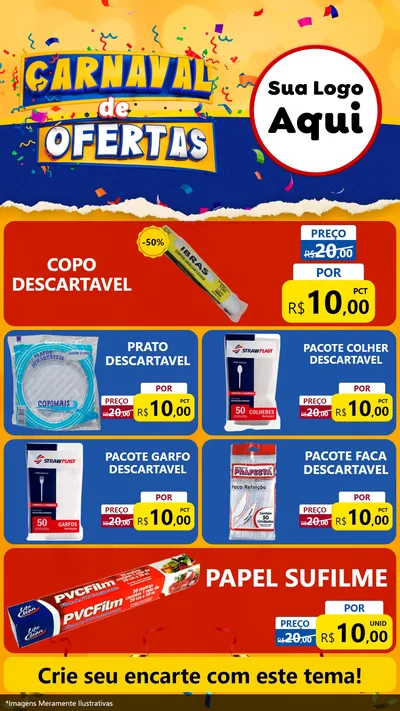 Modelo de TV para TV Vertical com o tema Carnaval de Ofertas para Embalagens