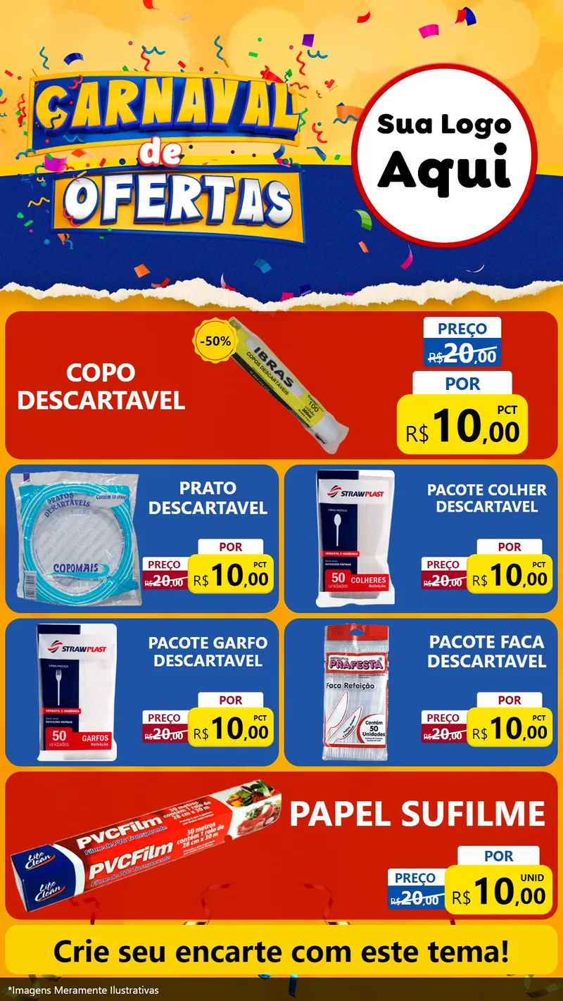 Modelo de TV para TV Vertical com o tema Carnaval de Ofertas para Embalagens