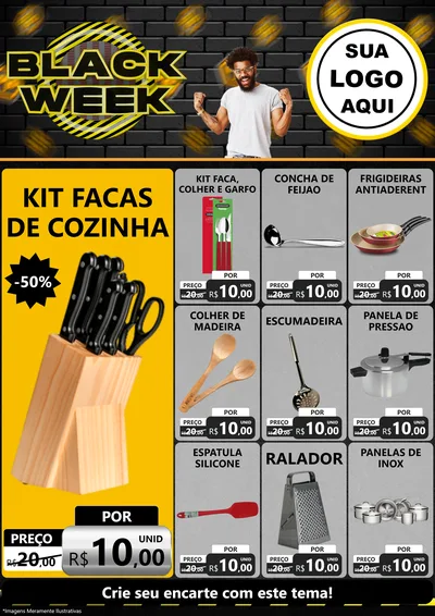 Modelo de Encarte para Encarte A4 Vertical com o tema Black Week para Utilidades Domésticas