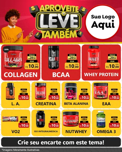 Modelo de Rede Social para Feed Instagram com o tema Aproveite e Leve Também para Suplementos alimentares