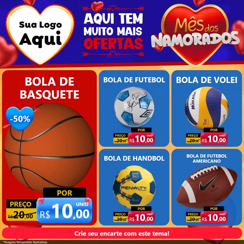Modelo de Rede Social para Feed Facebook com o tema Mês dos Namorados para Artigos Esportivos