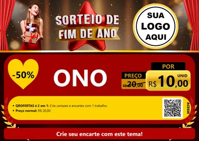 Modelo de Cartaz para Cartaz A4 Horizontal com o tema Sorteio de Fim de Ano para Óticas