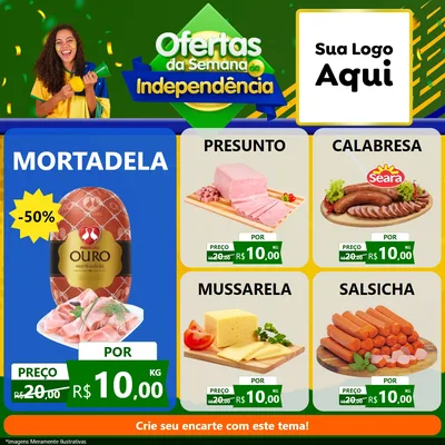 Modelo de Rede Social para Feed Facebook com o tema Ofertas da Semana da Independência para Frios e Laticínios