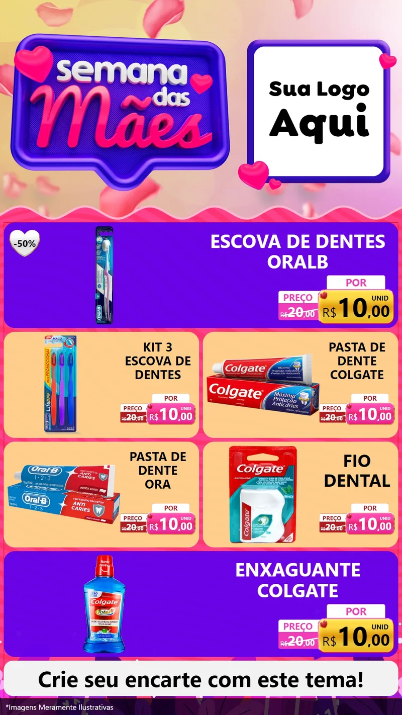 Modelo de TV para TV Vertical com o tema Semana das Mães para Higiene Pessoal