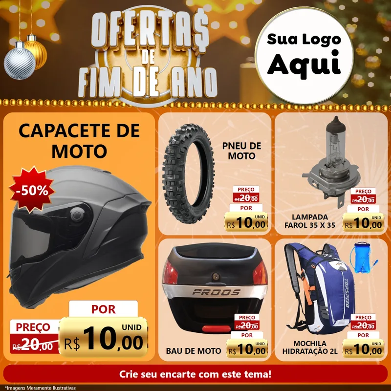 Modelo de Rede Social para Feed Facebook com o tema Ofertas de Fim de Ano para Moto peças
