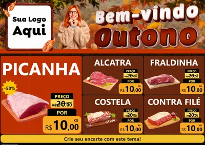 Modelo de Encarte para Encarte A4 Horizontal com o tema Bem-vindo Outono para Açougue
