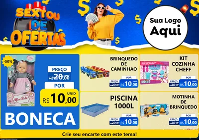 Modelo de Encarte para Encarte A4 Horizontal com o tema Sextou de Ofertas para Brinquedos