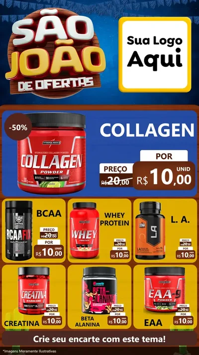 Modelo de Rede Social para Stories com o tema São João Ofertas Imbatíveis! - Junina para Suplementos alimentares