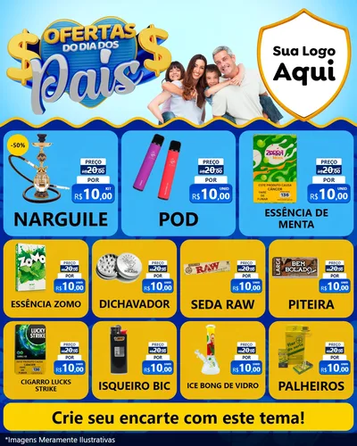 Modelo de Rede Social para Feed Instagram com o tema Ofertas do Dia dos Pais para Tabacaria