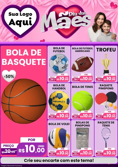 Modelo de Encarte para Encarte A4 Vertical com o tema Dia das Mães para Artigos Esportivos