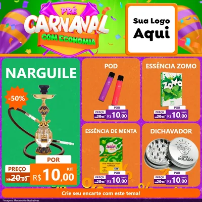 Modelo de Rede Social para Feed Facebook com o tema Pré-Carnaval Com Economia para Tabacaria