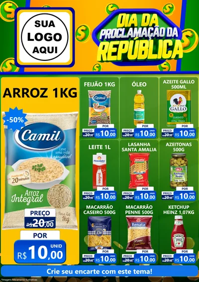 Modelo de Encarte para Encarte A4 Vertical com o tema Dia Da Proclamação da República para Supermercado
