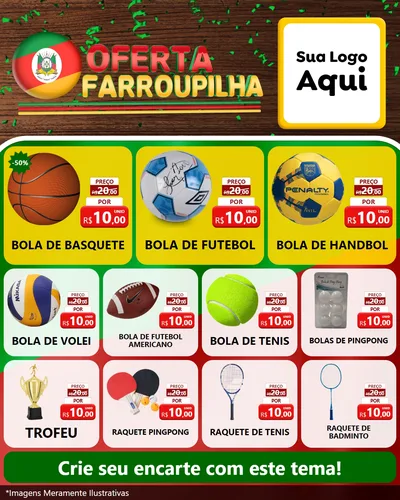 Modelo de Rede Social para Feed Instagram com o tema Oferta Farroupilha para Artigos Esportivos