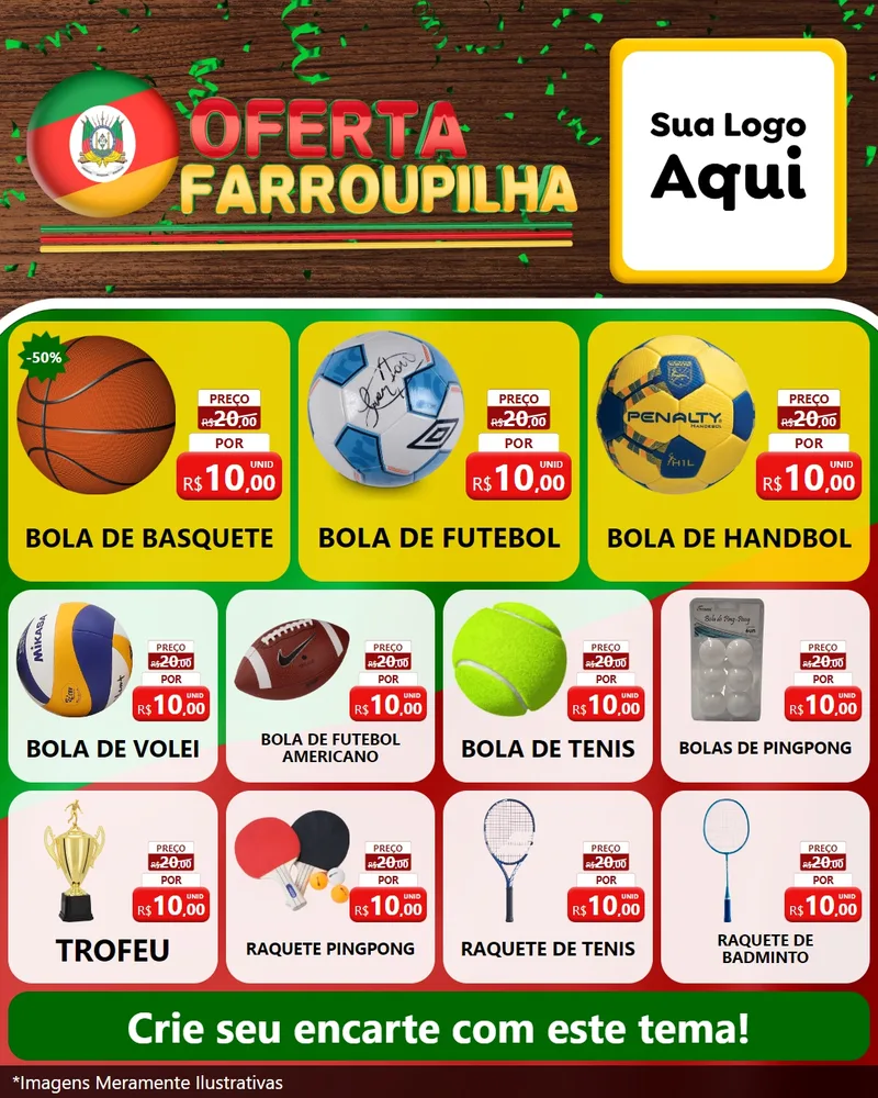 Modelo de Rede Social para Feed Instagram com o tema Oferta Farroupilha para Artigos Esportivos