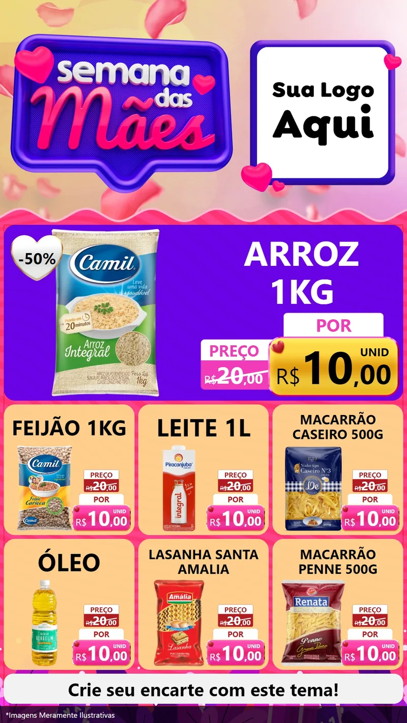 Modelo de Rede Social para Stories com o tema Semana das Mães para Supermercado