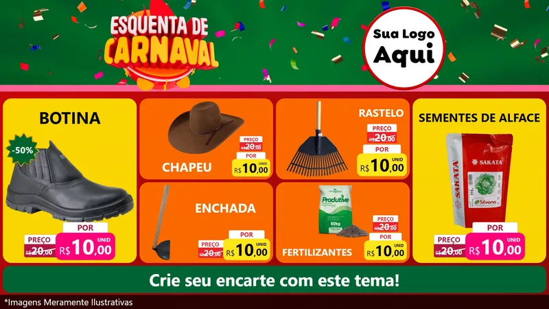 Modelo de TV para TV Horizontal com o tema Esquenta de Carnaval para Agropecuária