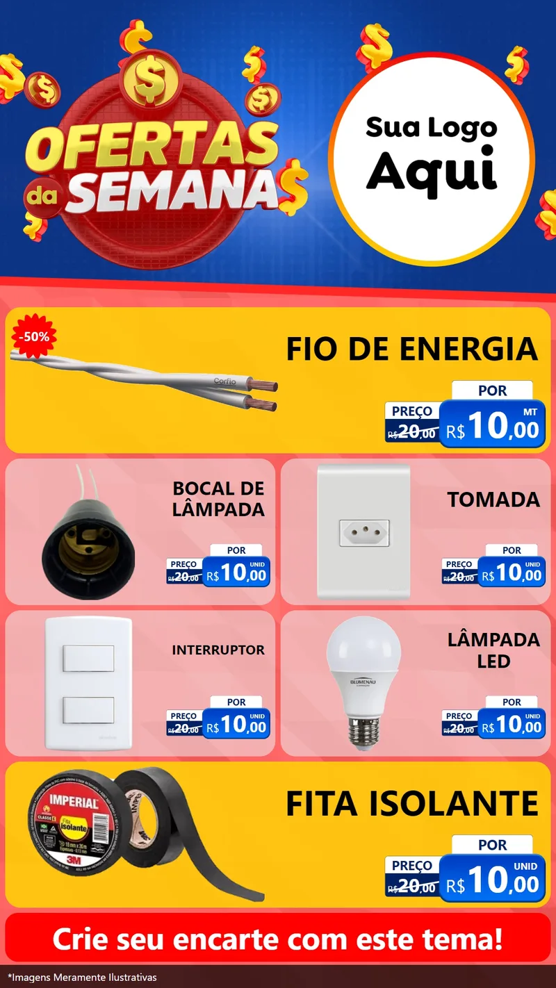 Modelo de TV para TV Vertical com o tema Ofertas Da Semana para Materiais Elétricos