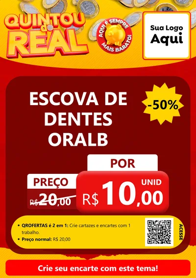Modelo de Cartaz para Cartaz A4 Vertical com o tema Quintou do Real para Higiene Pessoal
