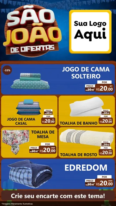 Modelo de TV para TV Vertical com o tema São João Ofertas Imbatíveis! - Junina para Cama, Mesa e Banho