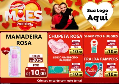 Modelo de Encarte para Encarte A4 Horizontal com o tema Semana das Mães Premiada para Bebês