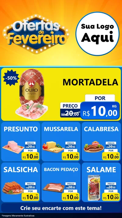 Modelo de Rede Social para Stories com o tema Ofertas de Fevereiro para Frios e Laticínios