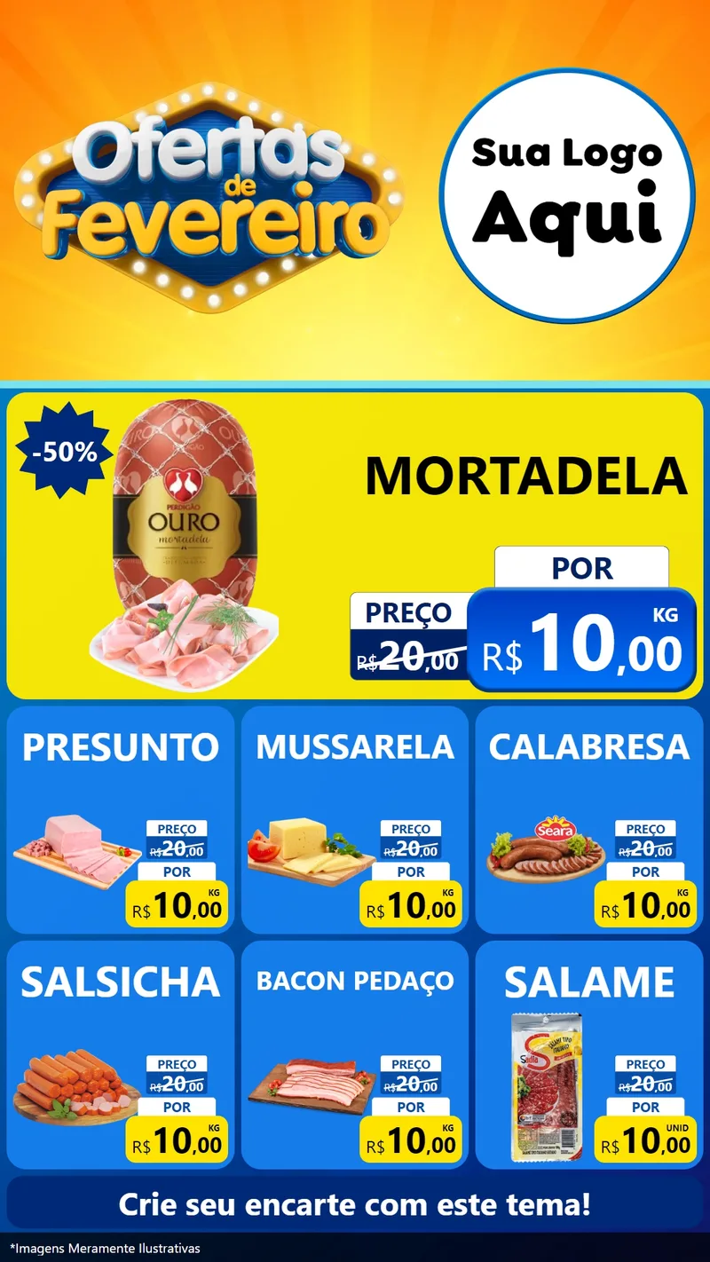 Modelo de Rede Social para Stories com o tema Ofertas de Fevereiro para Frios e Laticínios