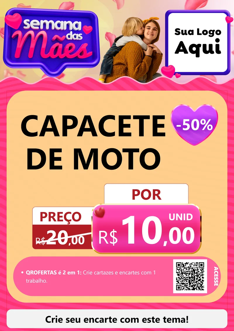 Modelo de Cartaz para Cartaz A4 Vertical com o tema Semana das Mães para Moto peças