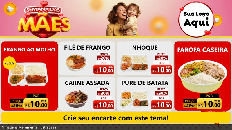 Modelo de TV para TV Horizontal com o tema Semana das Mães para Restaurante