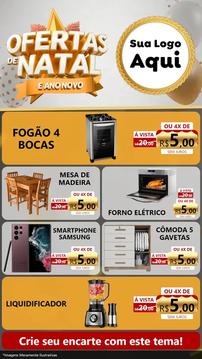 Modelo de TV para TV Vertical com o tema Ofertas De Natal E Ano Novo para Móveis e Eletro