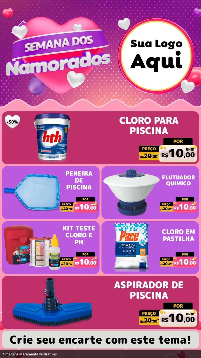 Modelo de TV para TV Vertical com o tema Semana dos Namorados para Produtos para Piscina