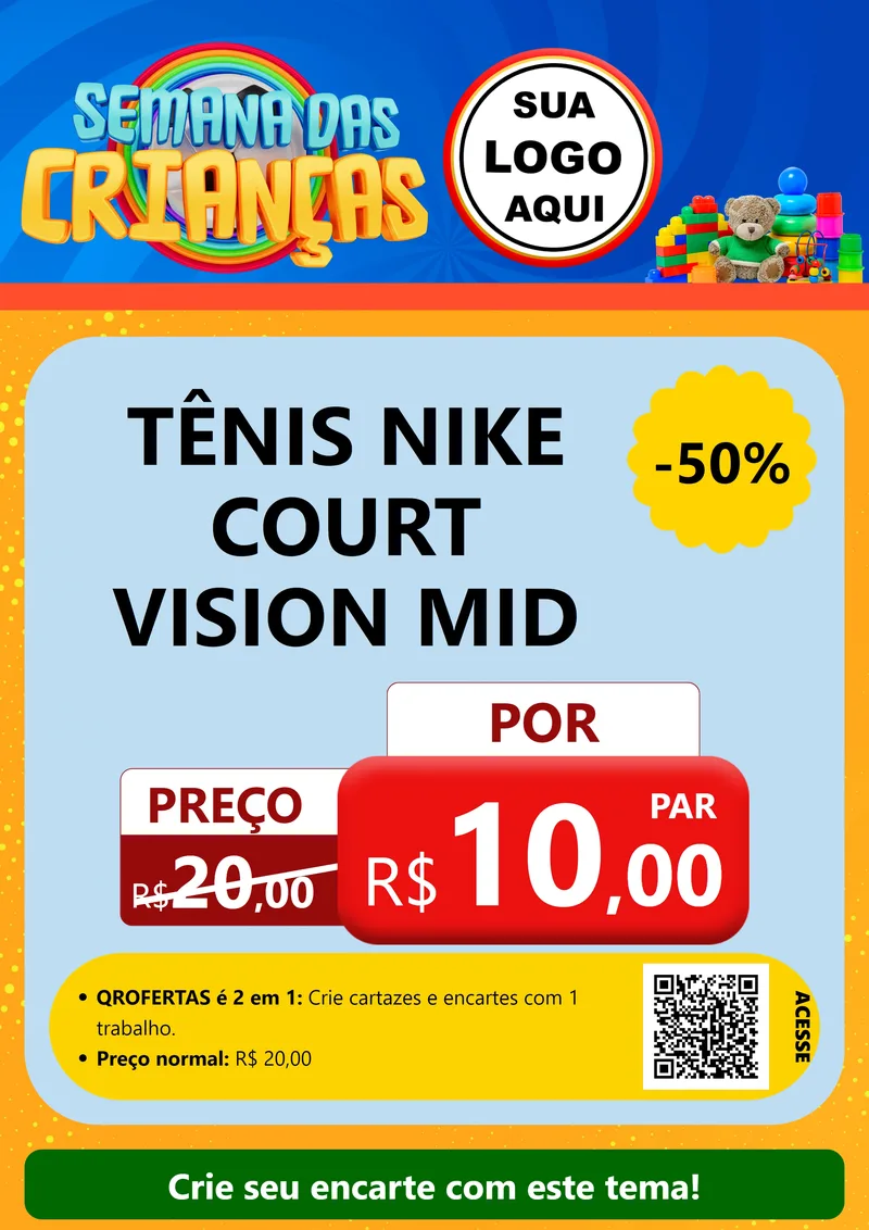 Modelo de Cartaz para Cartaz A4 Vertical com o tema Semana das Crianças para Calçados