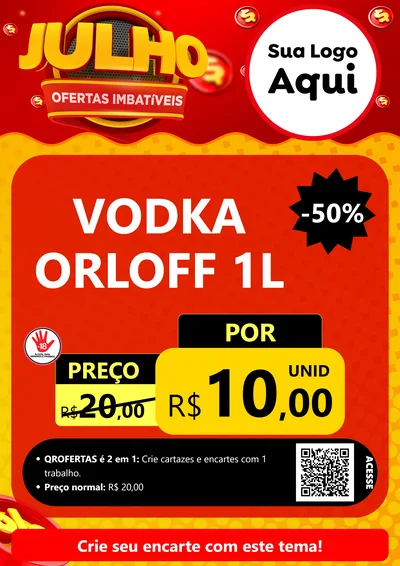 Modelo de Cartaz para Cartaz A4 Vertical com o tema Julho Ofertas Imbatíveis para Distribuidora de bebidas